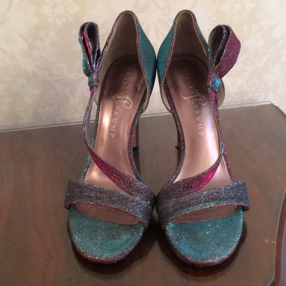 Pretty high heel multi color party shoes